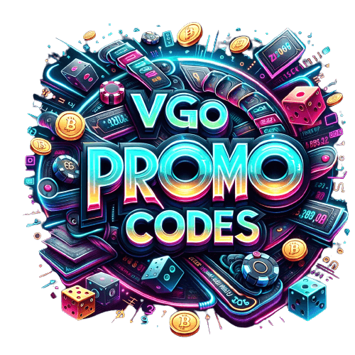 Roll the dice on success with our VGO Promo Codes logo, capturing the casino style with a transparent backdrop.