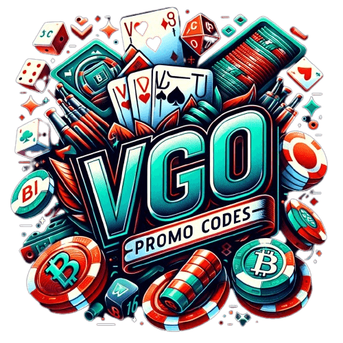 Go green with our VGO Promo Codes logo, featuring iconic casino cards and chips in a transparent design.