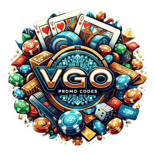 Bet on a winning hand with our colorful poker-themed VGO Promo Codes logo, designed for the green casino enthusiast.